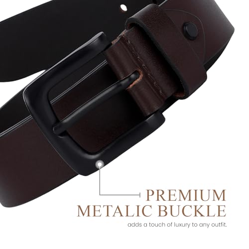 Image of Genuine Leather Belt for Men Formal & Casual Wear - Belts for Men Leather Original, Durable Buckle - Belt for Man - Gift for Husband, Father, Friend