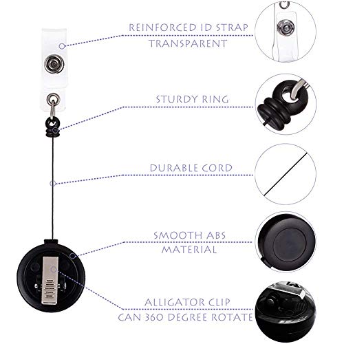 Qreel - 2 Pack - Retractable Id Name Badge Holder Reels With Swivel Alligator Clip (Black) #TOP2