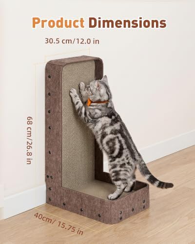 KinoTail Cat Scratcher, 26.8" Vertical Cat Scratching Board for Indoor Cats - 1