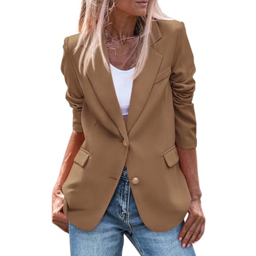 Blazer - Giacca da donna elegante, tinta unita, con colletto