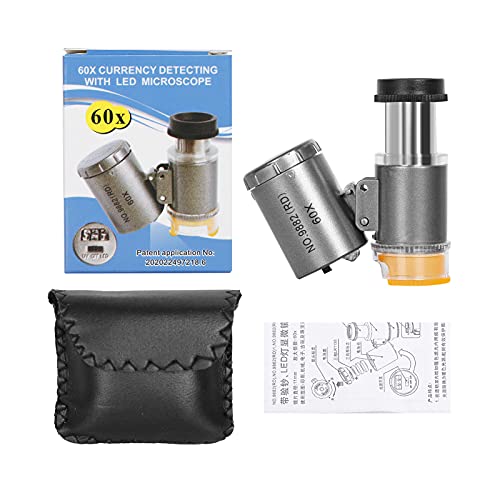 Staright Lupa 60X com lente de aumento iluminada com 2 luzes LED e 1 luz UV comprimento focal ajustá