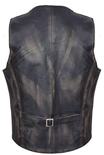 Mens Black Leather Waistcoat Casual Classic Formal Traditional Gilet Vest3