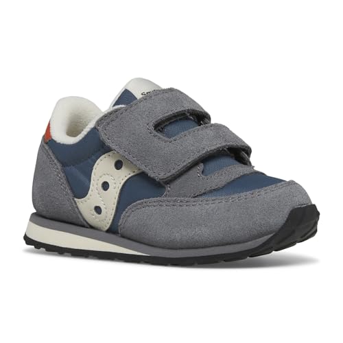 Saucony Jazz Hook & Loop Sneaker (Toddler/Little Kid), Grey/Blue/Orange, 10 US Unisex2