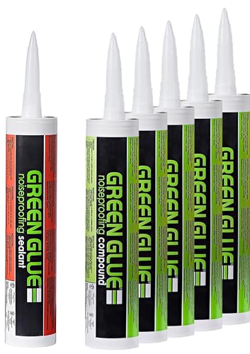 Green Glue Soundproofing and Acoustical Caulk Combo Set - 5 Green Glue soundproof Compound and 1 Acoustic Sealant Adhesive Seal.