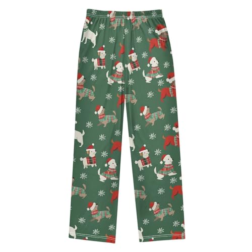 Christmas Pajama Pants Dog Snowflake Pattern Long Sleep Pants Lounge Bottoms2