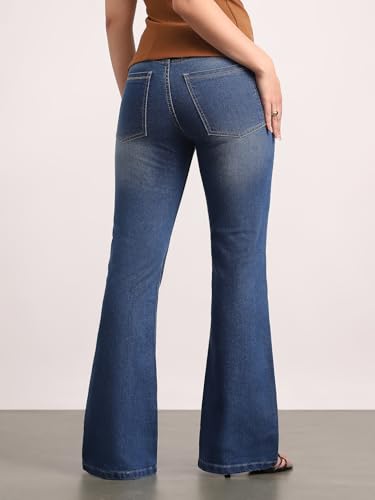 Image of Urbano Fashion Women's Mid Rise Bootcut Washed Jeans Stretchable