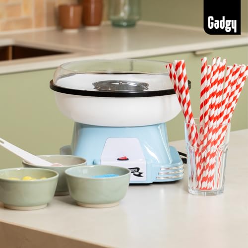 Gadgy Zuckerwattemaschine für zuhause - Zuckerwatte Maschine für Zucker oder Bonbons - Cotton Candy Machine - Zuckerwatte für Kinderfest, Geburtstag und Party - blau