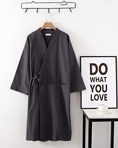 Adult Men Cotton Kimono Robe Spa Bathrobe Sleepwear Japanese Kimono for Men Loungewear2
