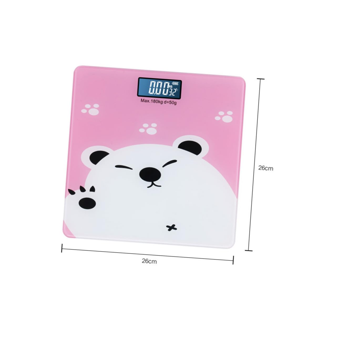 PACKOVE Bilancia Digitale Capacità Fino a 180 Kg Vetro Temperato Pesapersone Schermo Lcd Grande Design Rosa Classico e Rilevazione Temperatura per Infant e Adulti per Uso Domestico