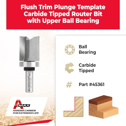 Image of Amana Tool - 45367 Carbide Tipped Flush Trim Plunge Template 1-1 /4 Dia x 1-1 /2 inch x 1 /2
