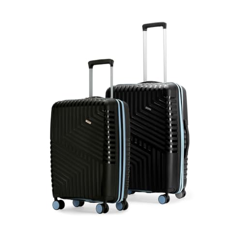 Image of Core Set of 2 Trolley Bags Cabin + Medium Polypropylene Hard Suitcase, 8 Spinner Wheels, Recessed Number Lock, Lightweight Luggage for Men & Women Midnight Black /Arctic Blue