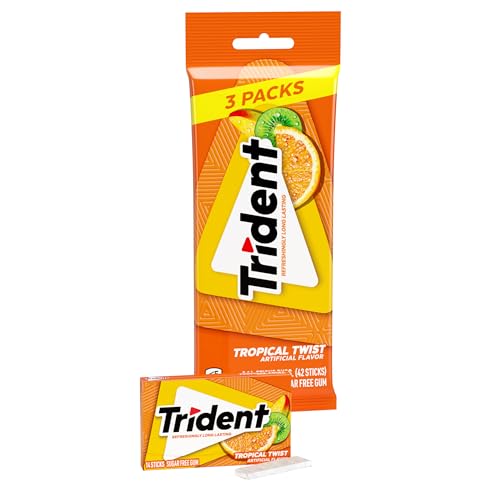 Trident Tropical Twist Sugarfree Chewing Gum 3 x 14 Stick Multipack