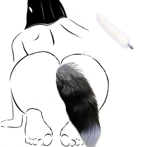 Butt Plug Fox Tail Cosplay Anal Plug Anal Butt Plug Adult Sex Toys for Beginner Women Men Couple (31" Black): 18 "White