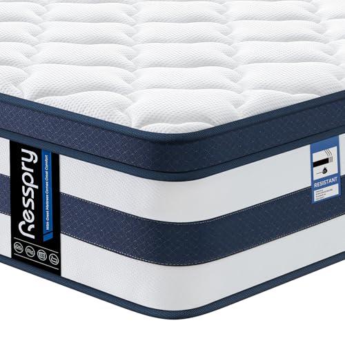 Resspry King Size Mattress 5FT, 12 Inch Memory Foam Sprung Hybrid Mattress, 9-Zone Personalized...