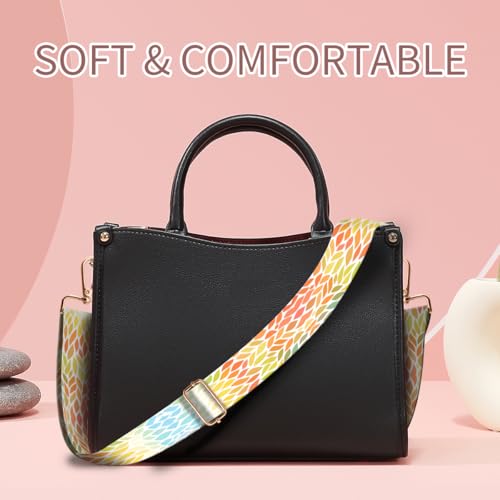 Image of Purse Strap Replacement Crossbody, 3.8cm Wide Shoulder Strap Adjustable Replacement Belt Gold Buckle, Handbag Crossbody Bag Strap Cute Colorful Leaf