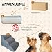 3-stufige Hundetreppe für Kleine Hunde mit Waschbarer Hülle, 2 Aufbewahrungstaschen & Tragegriff - Hochdichte Schaumstoffstufen, Rutschfester Bezug - Grau