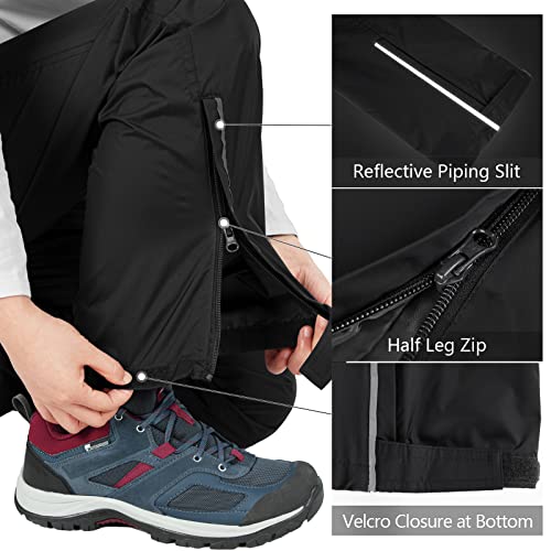 33,000ft Regenhose Damen Wasserdicht Atmungsaktive Fahrrad Überziehhose Leichte Wanderhose Winddicht Outdoor Bekleidung (Schwarz, 38)