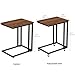 VASAGLE End Table, C Shaped TV Tray with Metal Frame Rolling Casters, Industrial Side Table for Living Room Bedroom, 19.7 x 13.8 x 23.6 Inches, Dark Walnut and Black