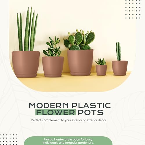 image for Utopia Home - Plant Pots Indoor with Drainage - 7/6.6/6/5.3/4.8 Inches