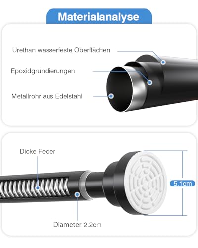 Teleskopstange Schwarz 79-195cm Gardinenstange Ohne Bohren Duschstange Zum Klemmen Teleskop Klemmstange Für Gardinen Vorhangstange Gardinenstange Zum Klemmen 195cm Duschvorhangstange Spannstange