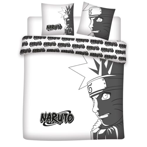 Aymax Parure de Lit Double Naruto 2 Personnes, Housse de Couette Réversible 240x220 cm + 2 Taies d'oreiller 65x65 cm, Polycoton