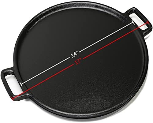 Home-Complete HC-5001 Cast Iron Pizza Pan-14 Skillet for Cooking, Baking, Grilling-Durable, Long Lasting, Even-Heating and Versatile Kitchen Cookware, Black