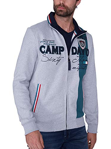 Preisvergleich Produktbild Camp David Herren Hoodie mit großen Label-Applikationen, Grey Melange, L