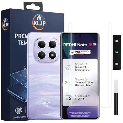 Image of Advanced HD+ UV Tempered Glass Screen Protector For Redmi Note 15 5G (Pack of 1) Full Adhesive UV Curved Screen Protector Case Friendly HD Clarity with installation kit