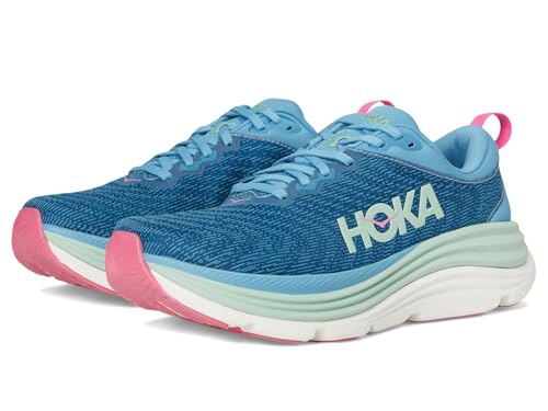 Hoka Women's Gaviota 5 Sneaker, Alpine Blue/Jadeite, 10.5 Wide
