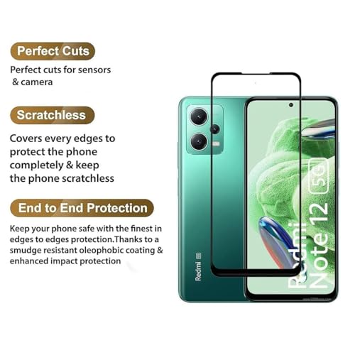 Image of DD SON Premium HD+ Tempered Glass Screen Protector Guard Compatible For Redmi Note 12 5G, Redmi Note 12 4G, Redmi Note 12R Pro, XM Poco X5 (2023) Edge to Edge Coverage With Easy installation kit for Smartphone