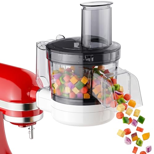 Image of COFUN 5-in-1 Food Processor Attachment for KitchenAid Stand Mixer | Multifunctional Chopper Attachment, Dicing /Slicing /Shredding /Strip Cutting /Sauce Discs, Storage Case