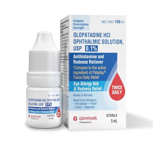 glenmark therapeutics olopatadine eye drops for allergies redness relief antihistamine eye drops allergy relief from pet dander pollen grass ragweed works in minutes olopatadine hcl 01 5ml