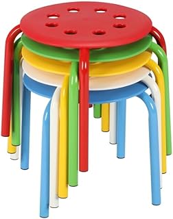 Yaheetech 12in Plastic Stack Stools - Colored Classroom Stackable Stools...