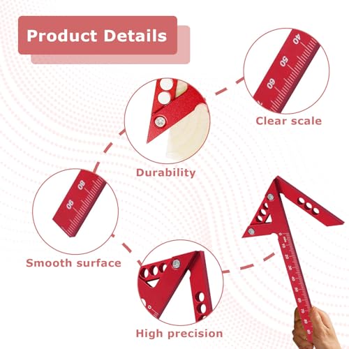 Mittenfinder,Linienlineal Aus Aluminiumlegierung,Zimmermannswinkel,45°90°Linienlineal Aus Aluminiumlegierung,Zentrierwinkel Für Holzvermessung Zylindrische Zentrierung Winkelmarkierung