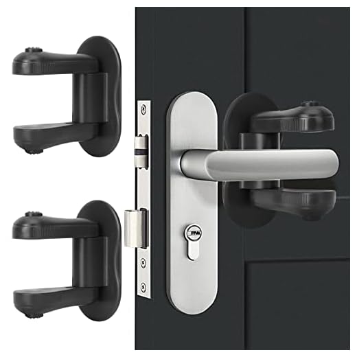 BiSiViO ChildProof Door Lever Lock Baby safety locks for doors, 2 Pack Improved door safety for kids, 3M Adhesive No Drilling Child Safety Door Handle Lock (Black)