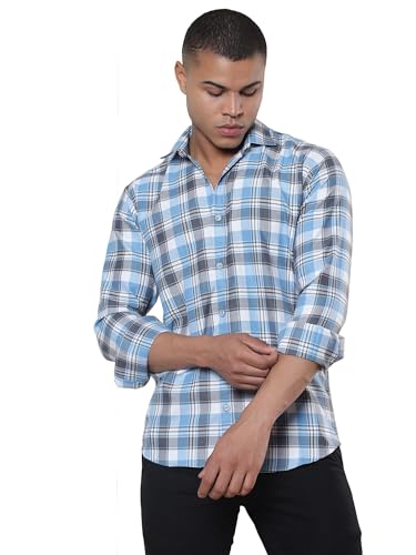 Image of CVC Men's Regular Fit Cotton Oxford Casual Checks Shirt with Full Sleeves