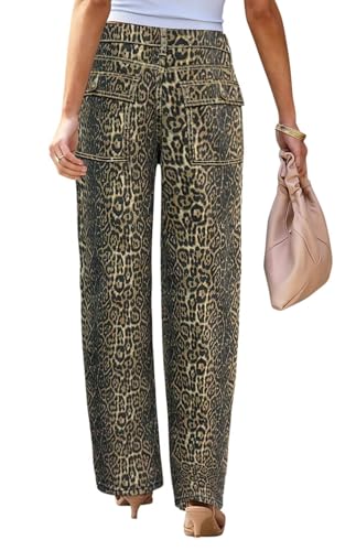 Image of Wide Leg Jeans for Women High Waist Stretch Cargo Denim Pants