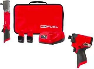 Compatible with Milwaukee 2565-22-3453-20 M12 FUEL 12V Lithium-Ion Brushless Cordless 1/2 in. Right Angle Impact Wrench Kit with Impact Driver &