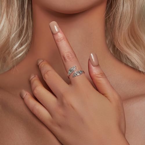 MUNDELL 925 Sterling Silver Vintage Hug Hand Adjustable Ring Retro Open Finger Rings for Women Promise Ring Stacking Rings Fine Jewelry3