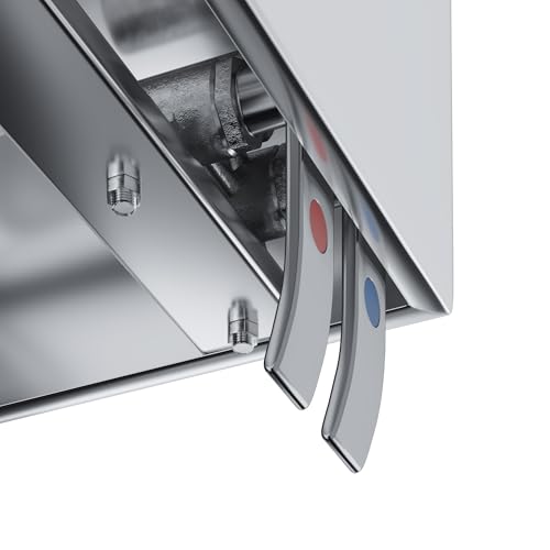 Image of Hands-Free Wall-Mounted Stainless Steel Hand Sink, 17 in x 15 in, with Double Knee Valves and Faucet