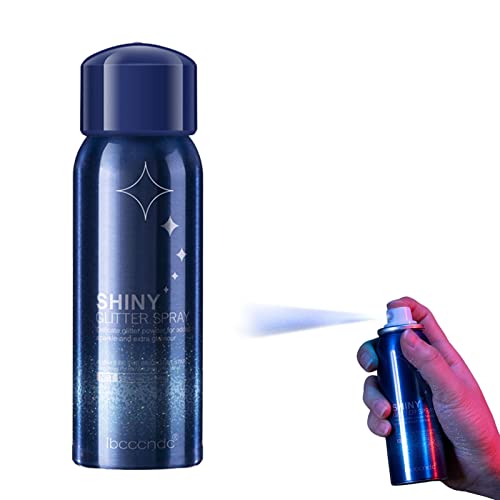 Eteslot Glitter Spray 60ml Nightclub Party Body Starry Stage Makeup, Long Lasting Shimmer Silver Glitter Hairspray, For Body and Hair Cover