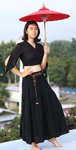 Light Gauze Cotton Gypsy Stepped Hippy Skirt with Smocked Waist4