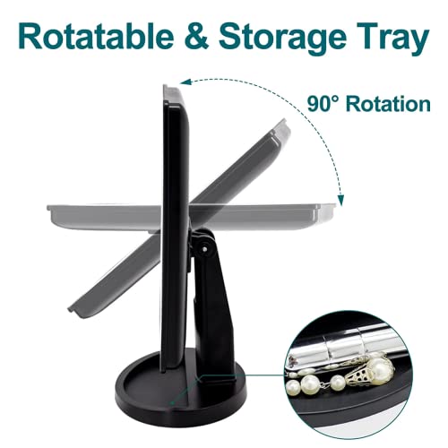 Espelho de maquiagem iluminado com espelho de aumento de 10X, espelho iluminado de 22 LEDs com escur