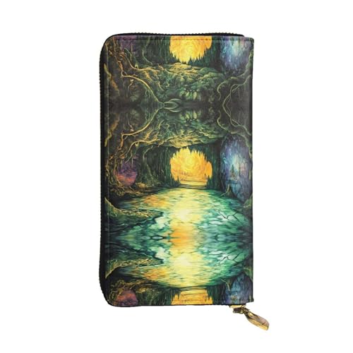 Portefeuille de voyage long en cuir imprimé Magical Cave porte-cartes