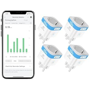 EIGHTREE WLAN Smart Steckdose 2.4GHz&5GHz, Smart Home WiFi Steckdose Kompatibel mit Alexa/Google Home/SmartThings, Stromverbrauch Messen, Zeitplan, APP Fernsteuerung, 16A (4er Pack)