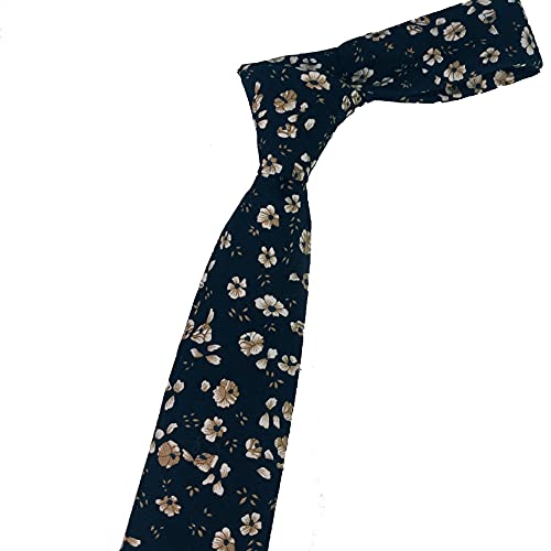 Image of Mantieqingway Men's Cotton Floral Neck Tie 2.56'' Printed Skinny Tie
