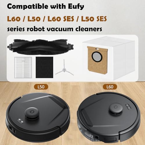 Image of VIEWALL 18 Pack L60 Accessories Kit Replacement Compatible with Eufy L60 / L50 Robot Vacuum, Accessories Kit 2 Roller Brush, 4 Side Brushes, 4 Filters, 6 Dust bags, 1 Screwdriver, 1 Cleaning tool