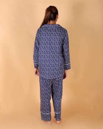 Image of The Mom Store Pajama Set for Women | Soft Cotton Breathable Nightwear for Comfortable Sleep | Stylish Elegant Sleep Suit & Lounge Wear for Womens | Everyday Nightsuit | Shirt Pyjama Set for Women