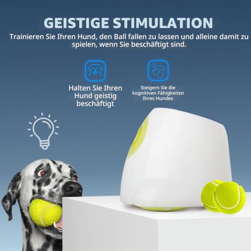 ALL FOR PAWS Automatischer Hundeballwerfer, Wiederaufladbarer Ballwerfer für große Hunde, Interaktive Tennisballwurfmaschine für Hunde, Apportierspielzeug für Welpen, mit 3 Bällen