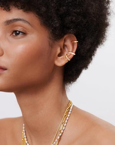 Gold Ear Cuff Earrings for Women Non Piercing, 14K Gold Plated/Silver Cuff Earrings for Women, Hypoallergenic Cubic Zirconia Cartilage Hoop Earring Fashion Jewelry Set4